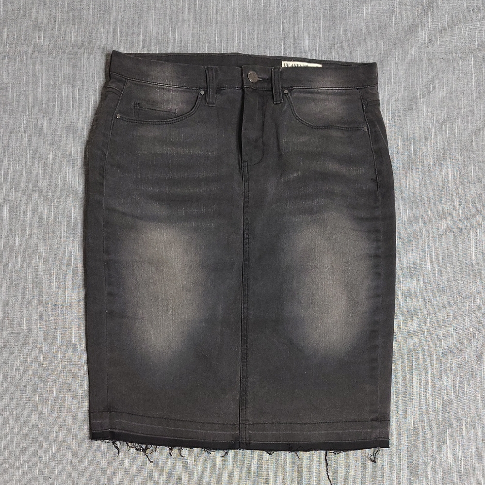 Blank NYC Denim Swing Skirt Womens Size 30 Black Faded Dark Stretch Midi